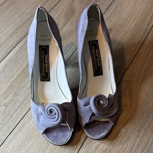 Bally   Suede Peep-Toe Heels